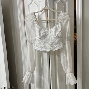 Elegant White Lace Women's Top